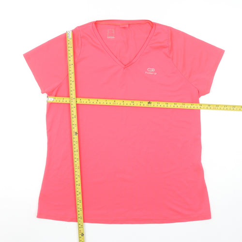 Kalenji Women’s Pink V-Neck Running T-Shirt Size 16 Lightweight Quick Dry