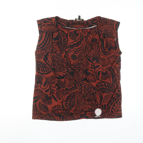 Phase Eight Women's Brown Floral Sleeveless Tunic Blouse Size 14