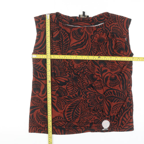 Phase Eight Women's Brown Floral Sleeveless Tunic Blouse Size 14
