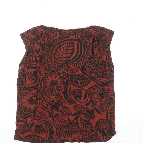Phase Eight Women's Brown Floral Sleeveless Tunic Blouse Size 14