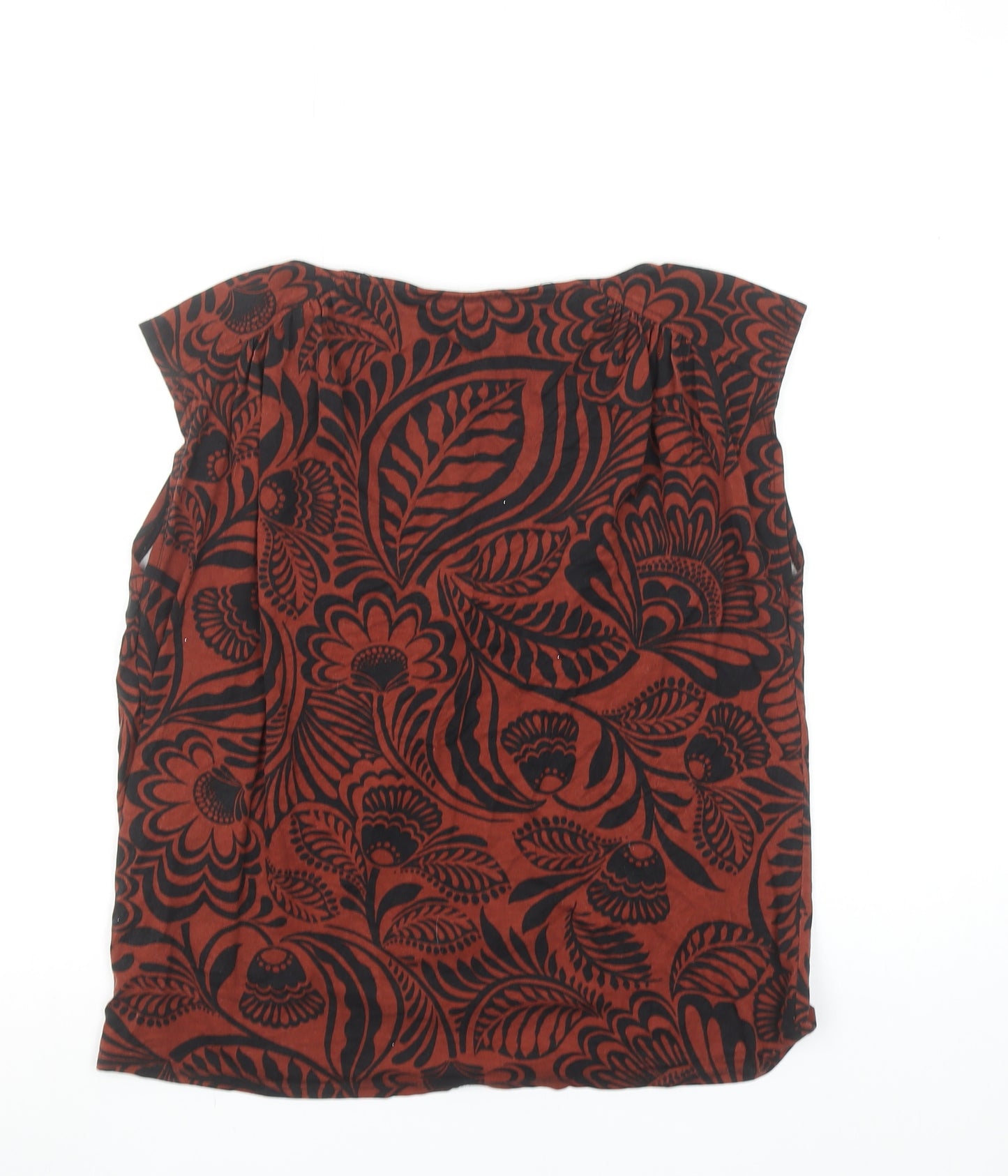 Phase Eight Women's Brown Floral Sleeveless Tunic Blouse Size 14