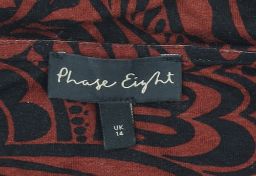 Phase Eight Women's Brown Floral Sleeveless Tunic Blouse Size 14