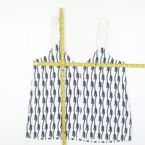 Savida Women's White Blue Camisole Top Size S Polyester Nautical Print