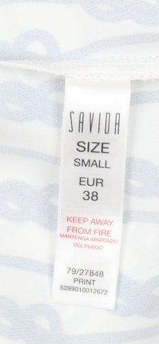 Savida Women's White Blue Camisole Top Size S Polyester Nautical Print