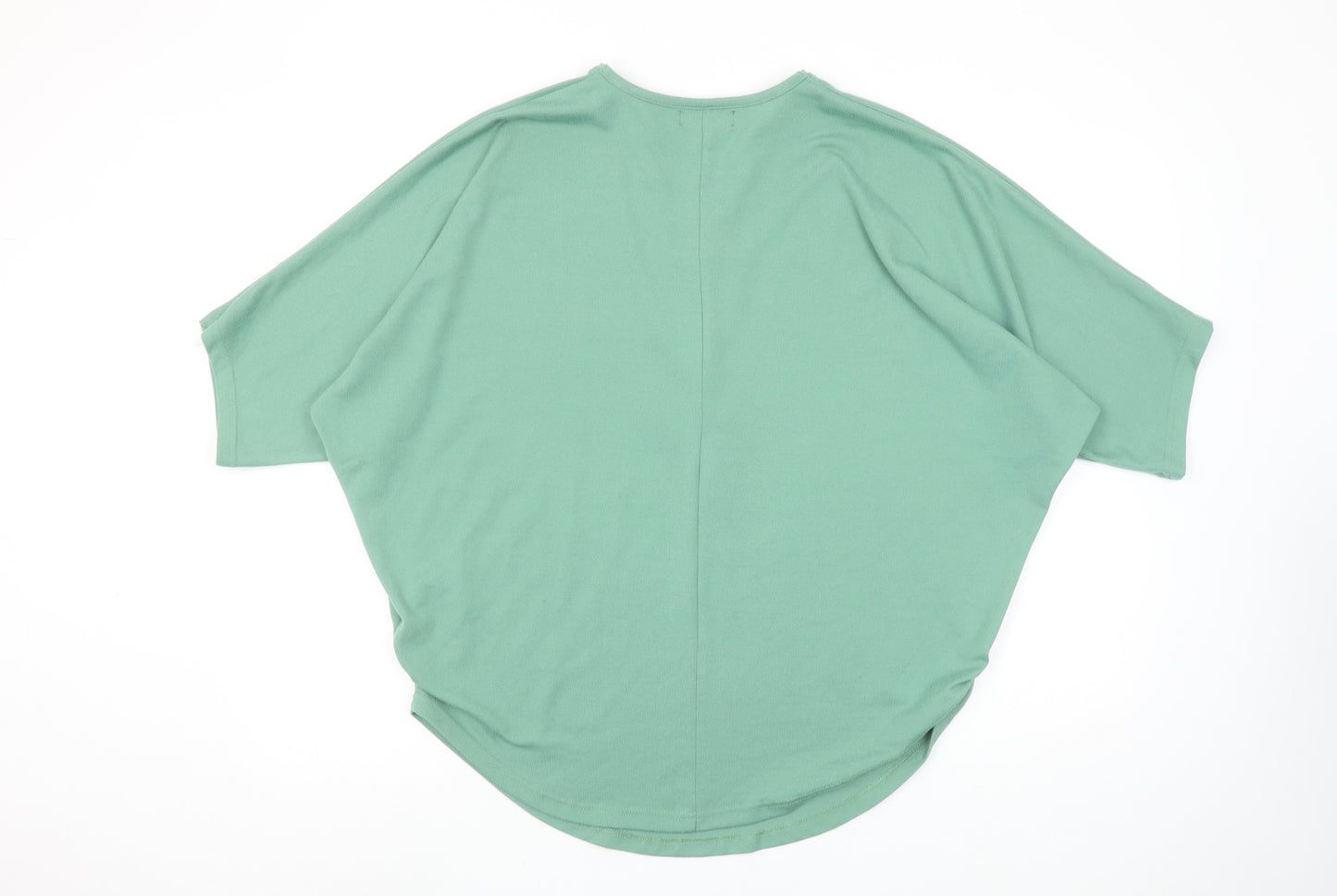 Blue Vanilla Women’s Green Zip V-Neck Relaxed Fit T-Shirt S
