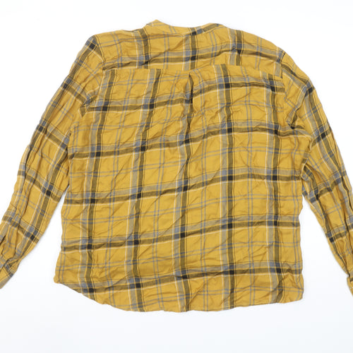 Apricot Women’s Yellow Checked Wrap Blouse UK 10 Viscose Long Sleeve