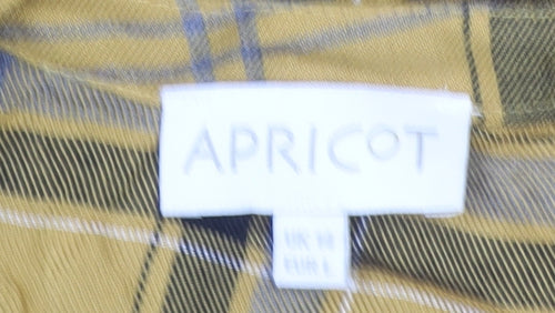 Apricot Women’s Yellow Checked Wrap Blouse UK 10 Viscose Long Sleeve
