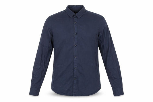 Front view of DKNY Men’s Navy Blue Small Long Sleeve Button-Up Cotton Shirt