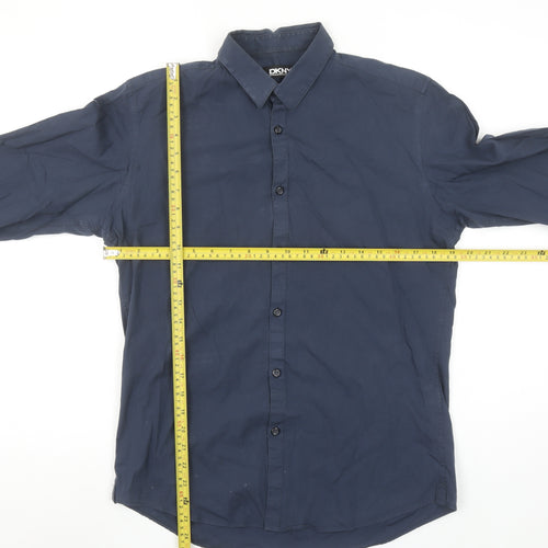 DKNY Men’s Navy Blue Small Long Sleeve Button-Up Cotton Shirt