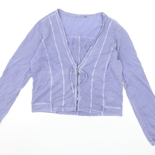 Sandwich Women’s Purple Cropped Long Sleeve V-Neck Blouse L