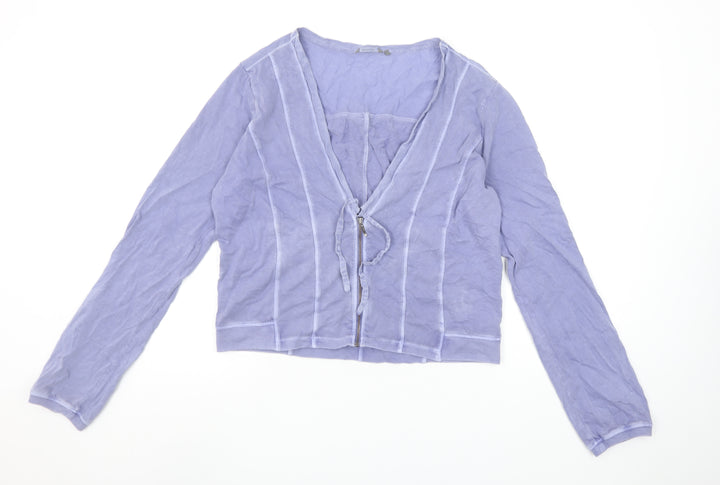 Sandwich Women’s Purple Cropped Long Sleeve V-Neck Blouse L