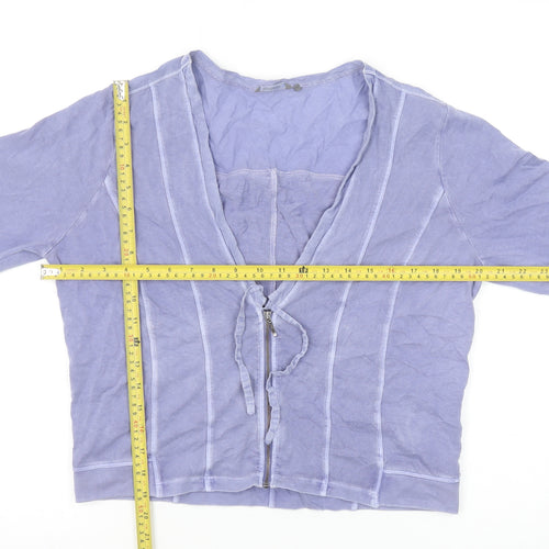 Sandwich Women’s Purple Cropped Long Sleeve V-Neck Blouse L