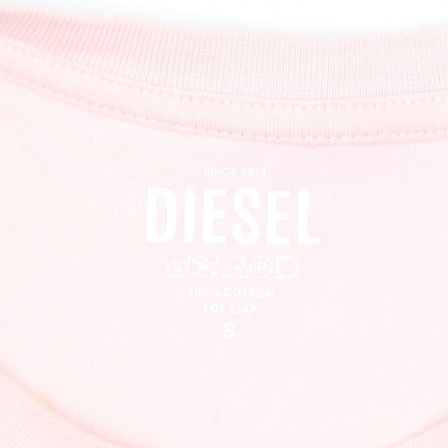 Diesel Men's Pink Cotton Crew Neck Short Sleeve T-Shirt Size S