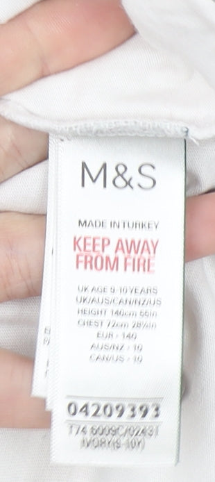 Marks and Spencer Girls White Stranger Things T-Shirt 9-10 Years Cotton