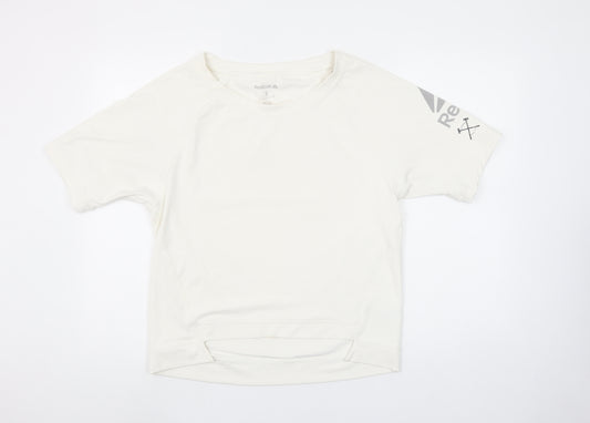 Reebok Womens Beige Short Sleeve Crew Neck Active T-Shirt Size S