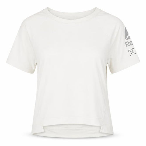 Reebok Womens Beige Short Sleeve Crew Neck Active T-Shirt Size S