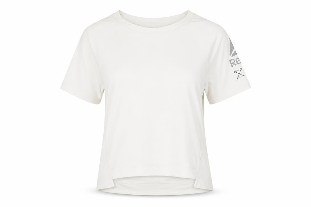 Reebok Womens Beige Short Sleeve Crew Neck Active T-Shirt Size S