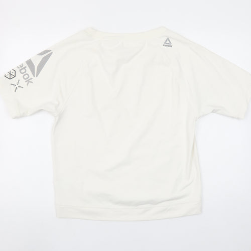 Reebok Womens Beige Short Sleeve Crew Neck Active T-Shirt Size S