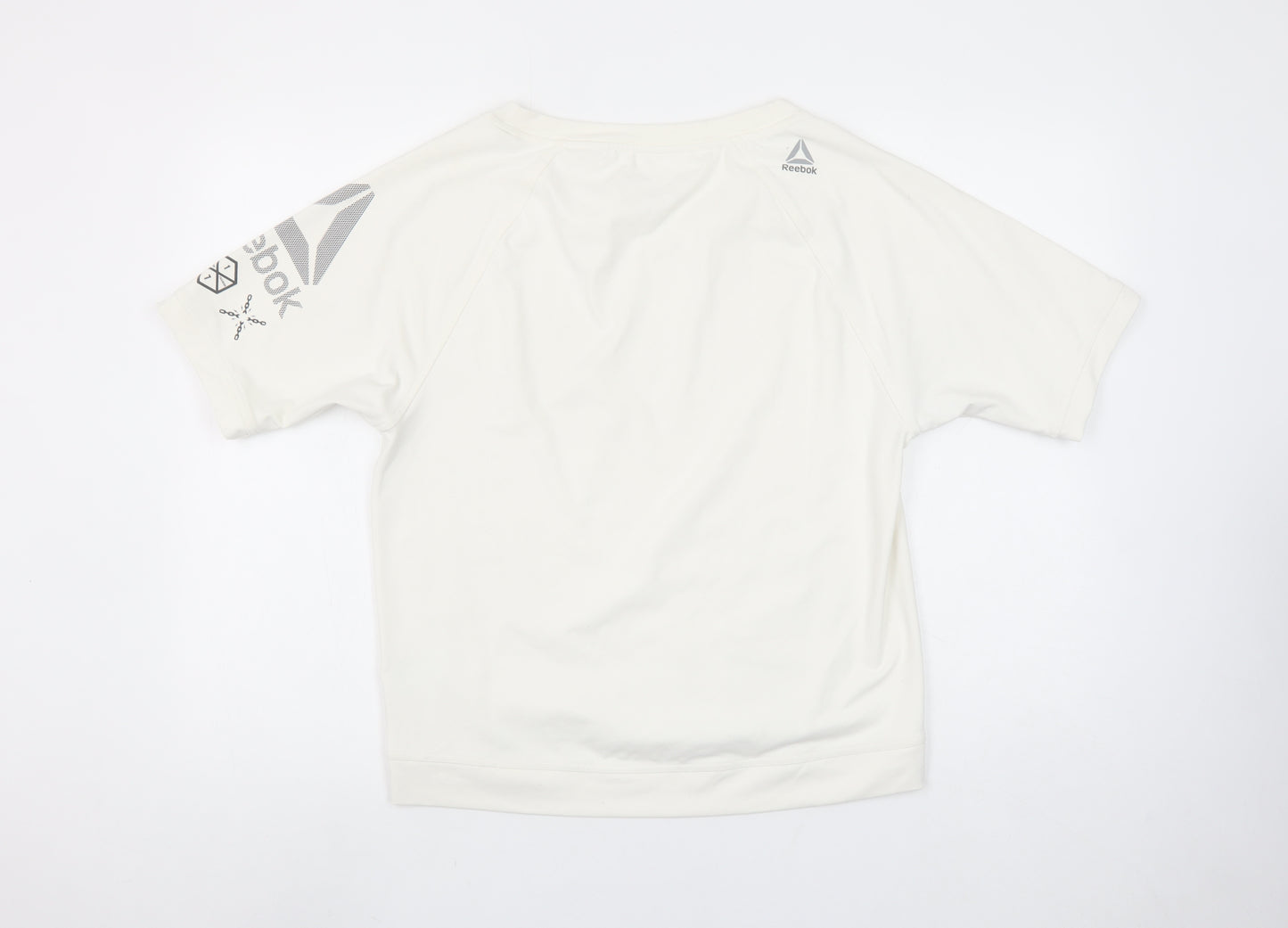 Reebok Womens Beige Short Sleeve Crew Neck Active T-Shirt Size S