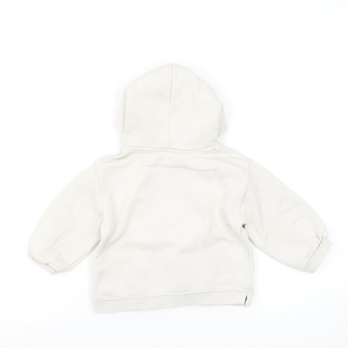 ZARA Girls Beige Teddy Bear Graphic Pullover Hoodie 2-3 Years