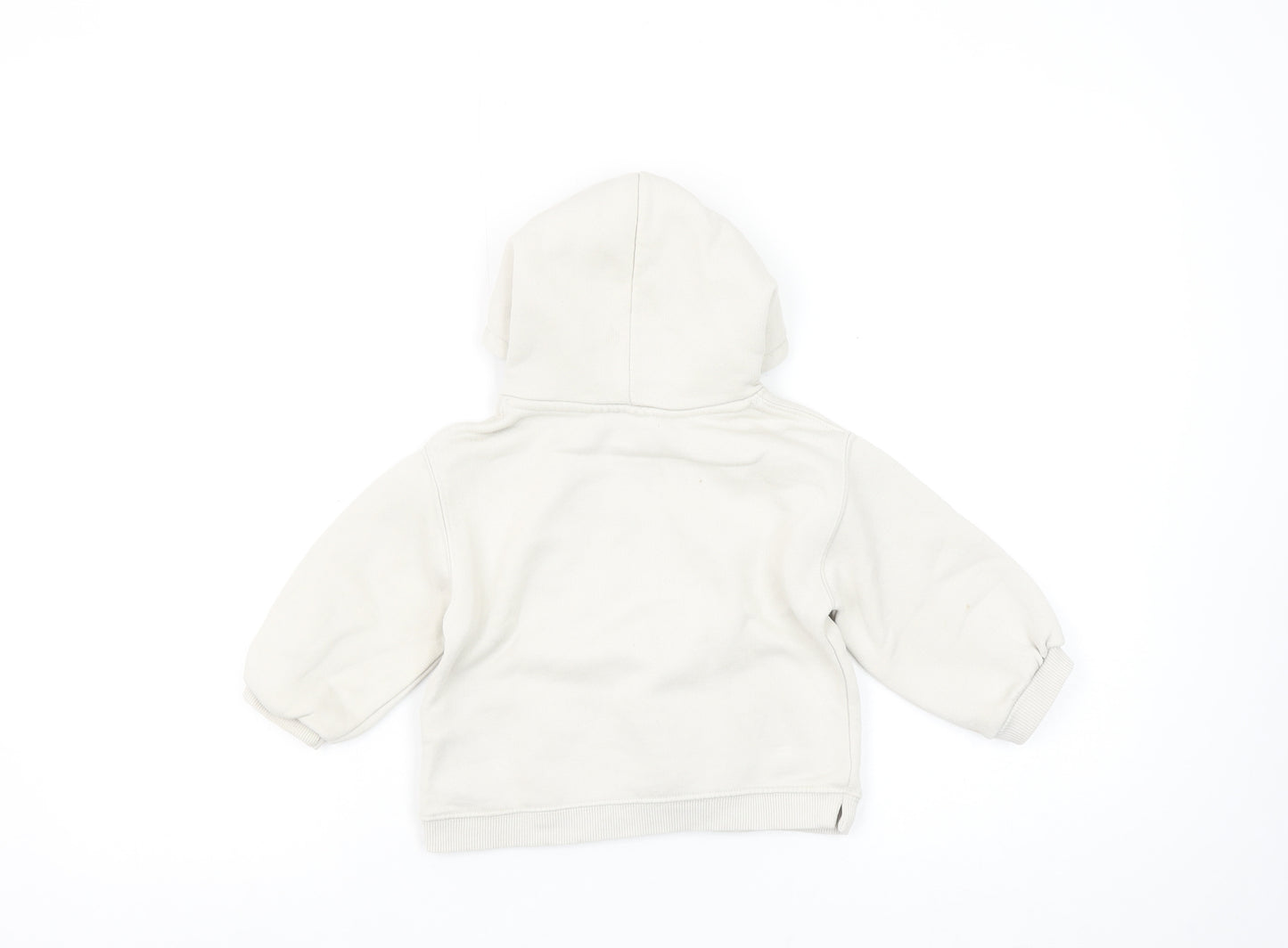 ZARA Girls Beige Teddy Bear Graphic Pullover Hoodie 2-3 Years