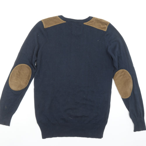 Brave Soul Men's Blue Cotton Crew Neck Pullover Jumper Size S
