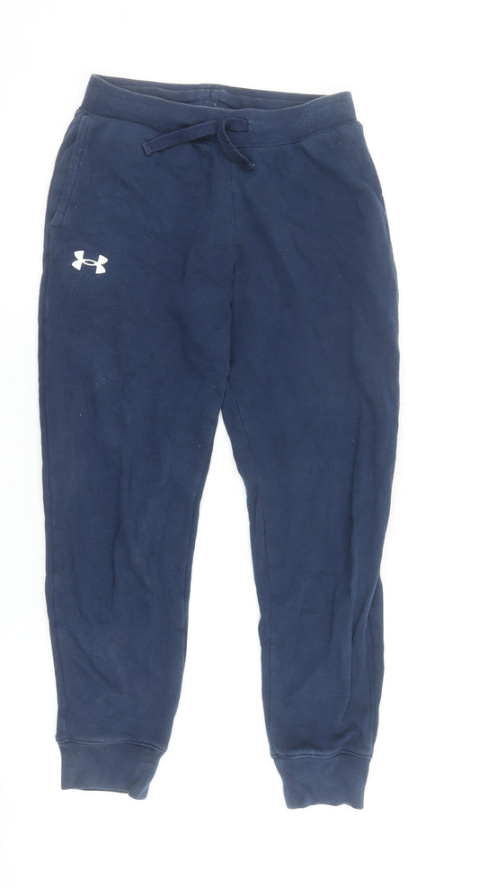 Under Armour Boys Blue Jogger Sweatpants M Fleece Comfort Elastic Waist