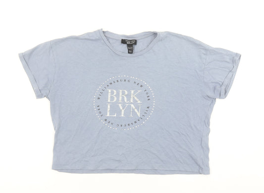 New Look Girls Blue BRKLYN Cropped Graphic T-Shirt Age 14-15 Years