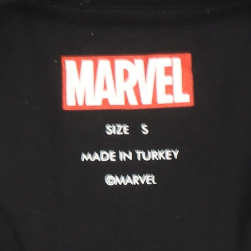 Marvel Men's Black Short Sleeve Cotton Graphic Logo T-Shirt Size S