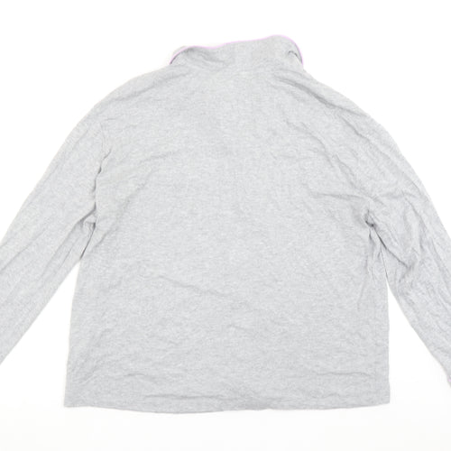 Marks and Spencer Womens Grey Cotton Pyjama Top S Long Sleeve Button Shirt