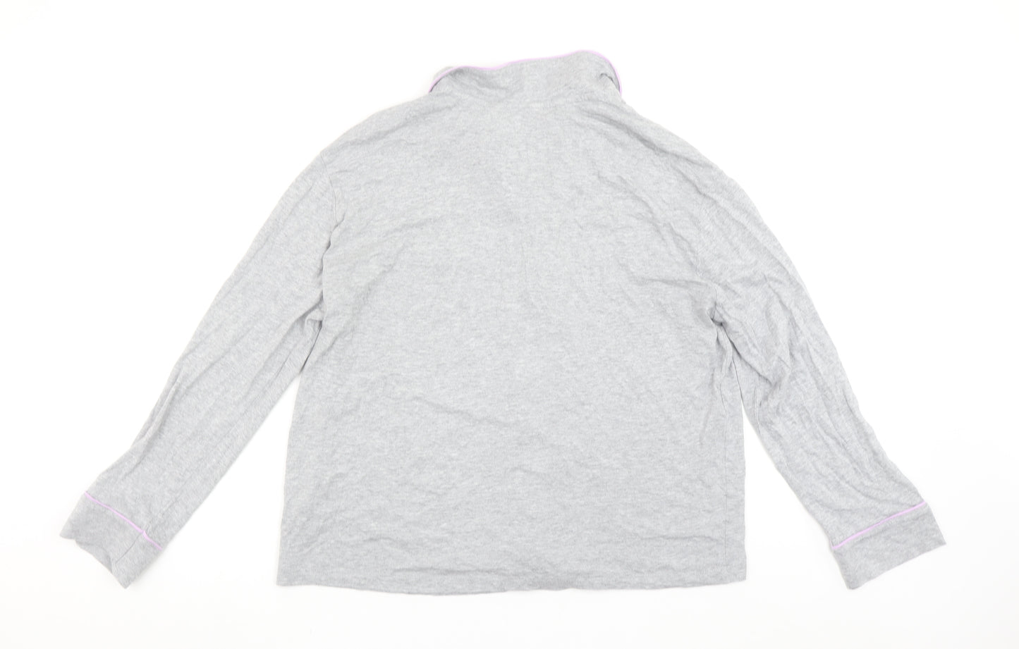 Marks and Spencer Womens Grey Cotton Pyjama Top S Long Sleeve Button Shirt