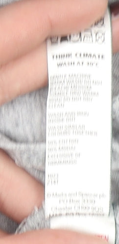 Marks and Spencer Womens Grey Cotton Pyjama Top S Long Sleeve Button Shirt