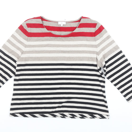 CC Women’s Multicoloured Striped Cotton 3/4 Sleeve T-Shirt XL
