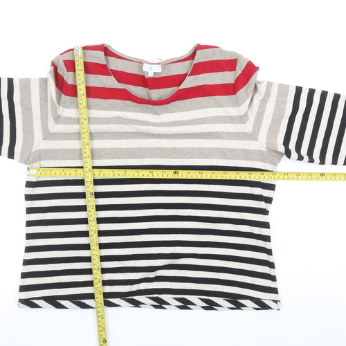 CC Women’s Multicoloured Striped Cotton 3/4 Sleeve T-Shirt XL