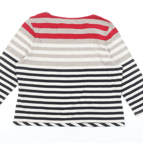 CC Women’s Multicoloured Striped Cotton 3/4 Sleeve T-Shirt XL