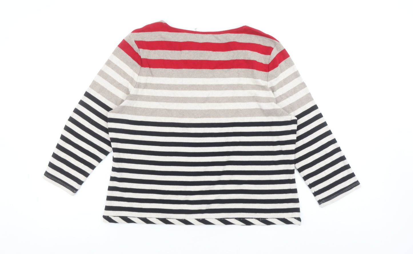 CC Women’s Multicoloured Striped Cotton 3/4 Sleeve T-Shirt XL