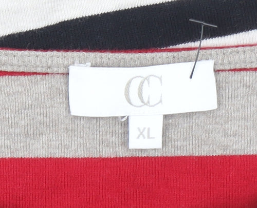 CC Women’s Multicoloured Striped Cotton 3/4 Sleeve T-Shirt XL