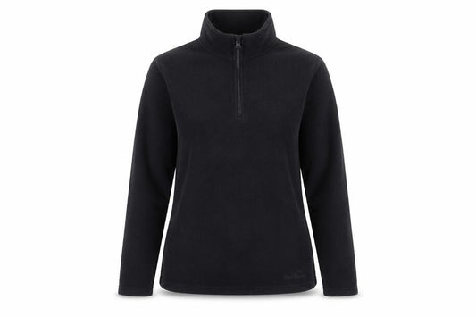 Front view of Peter Storm women’s black fleece pullover sweatshirt, size UK 12