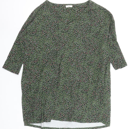Hush Women Green Abstract Shift Dress Size 12 3/4 Sleeve Bohemian Style