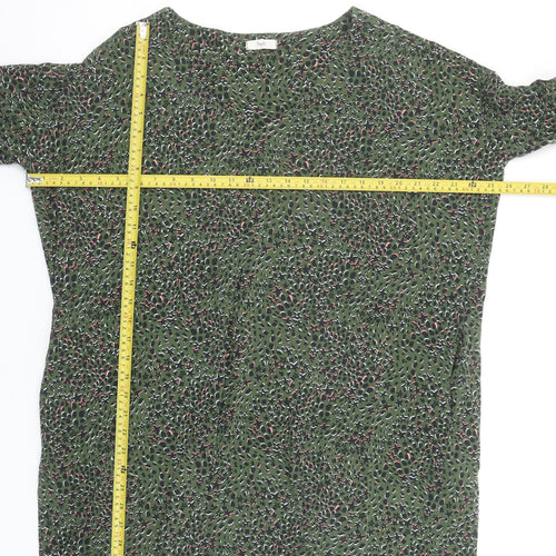 Hush Women Green Abstract Shift Dress Size 12 3/4 Sleeve Bohemian Style