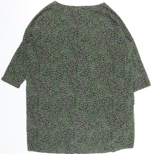 Hush Women Green Abstract Shift Dress Size 12 3/4 Sleeve Bohemian Style