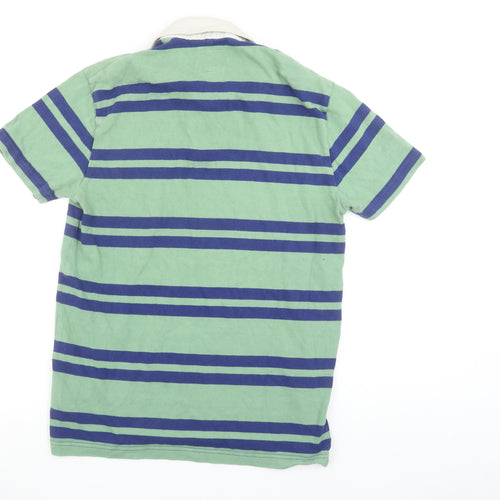 Hackett London Men's Green Striped Slim Fit Polo Shirt Size S