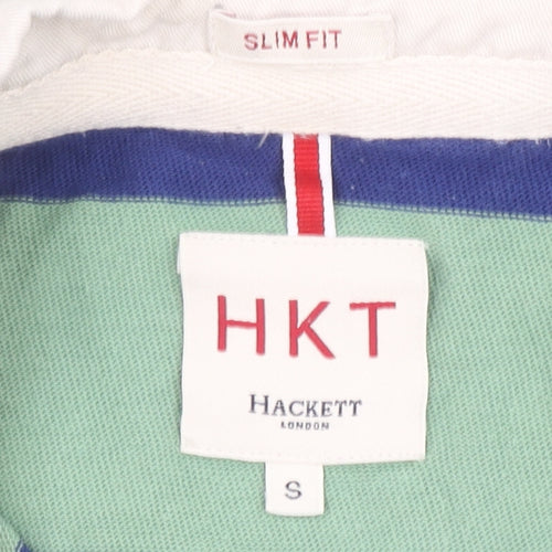 Hackett London Men's Green Striped Slim Fit Polo Shirt Size S