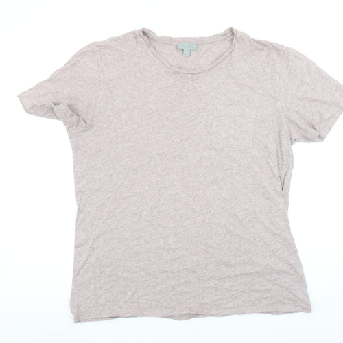 COS Men Beige Cotton Crew Neck Short Sleeve T-Shirt Size M