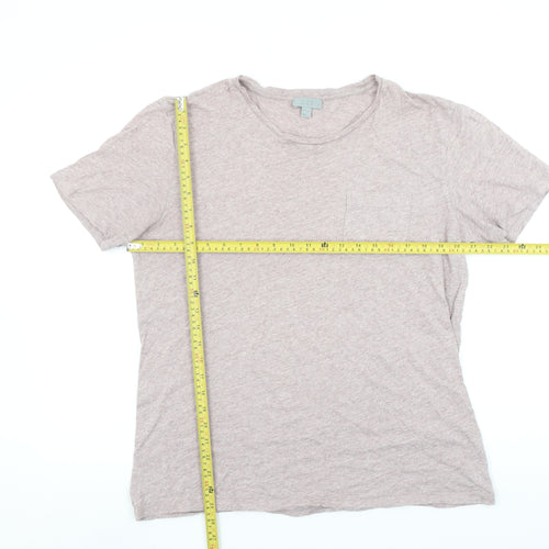 COS Men Beige Cotton Crew Neck Short Sleeve T-Shirt Size M