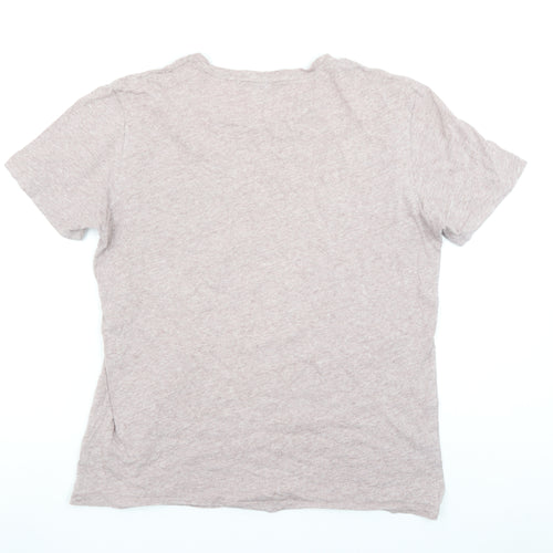 COS Men Beige Cotton Crew Neck Short Sleeve T-Shirt Size M