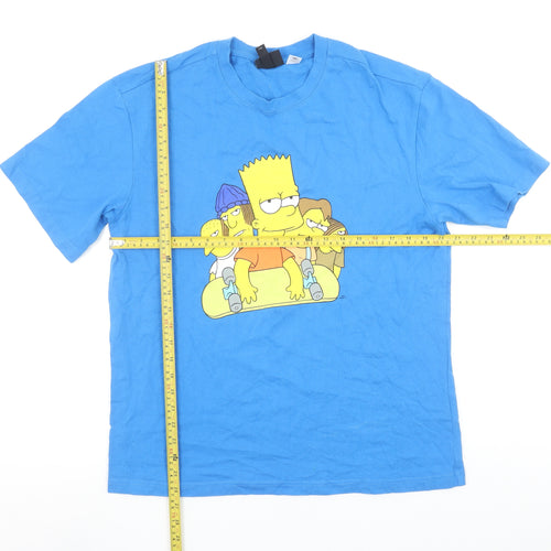 H&M Men Blue The Simpsons Bart Graphic Relaxed Fit Cotton T-Shirt M