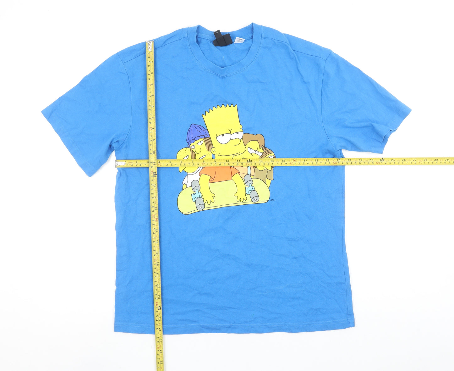 H&M Men Blue The Simpsons Bart Graphic Relaxed Fit Cotton T-Shirt M