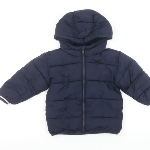 Baby GAP Girls Blue Hooded Puffer Jacket 3 Years Winter Water Resistant Coat