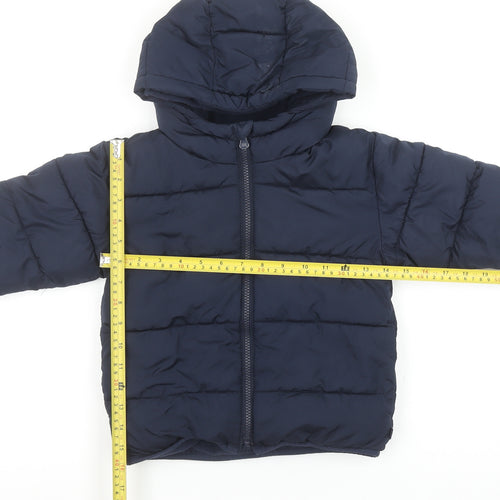 Baby GAP Girls Blue Hooded Puffer Jacket 3 Years Winter Water Resistant Coat